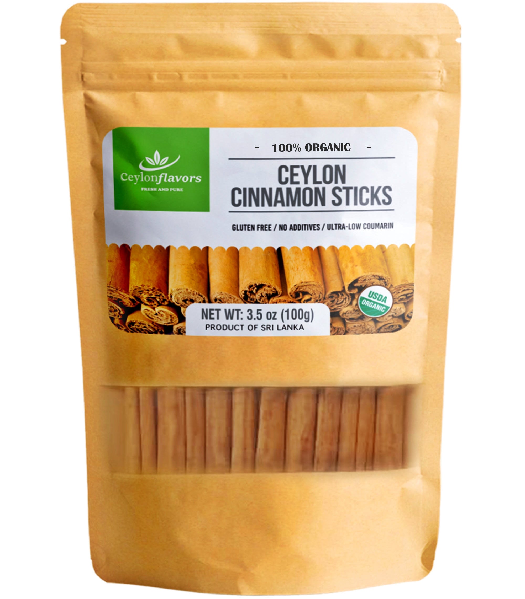 Ceylon Cinnamon Sticks - 3" fine cut, 100g (3.5oz) - C5 Premium Special Grade - Pure/True Cinnamon - 100% Natural