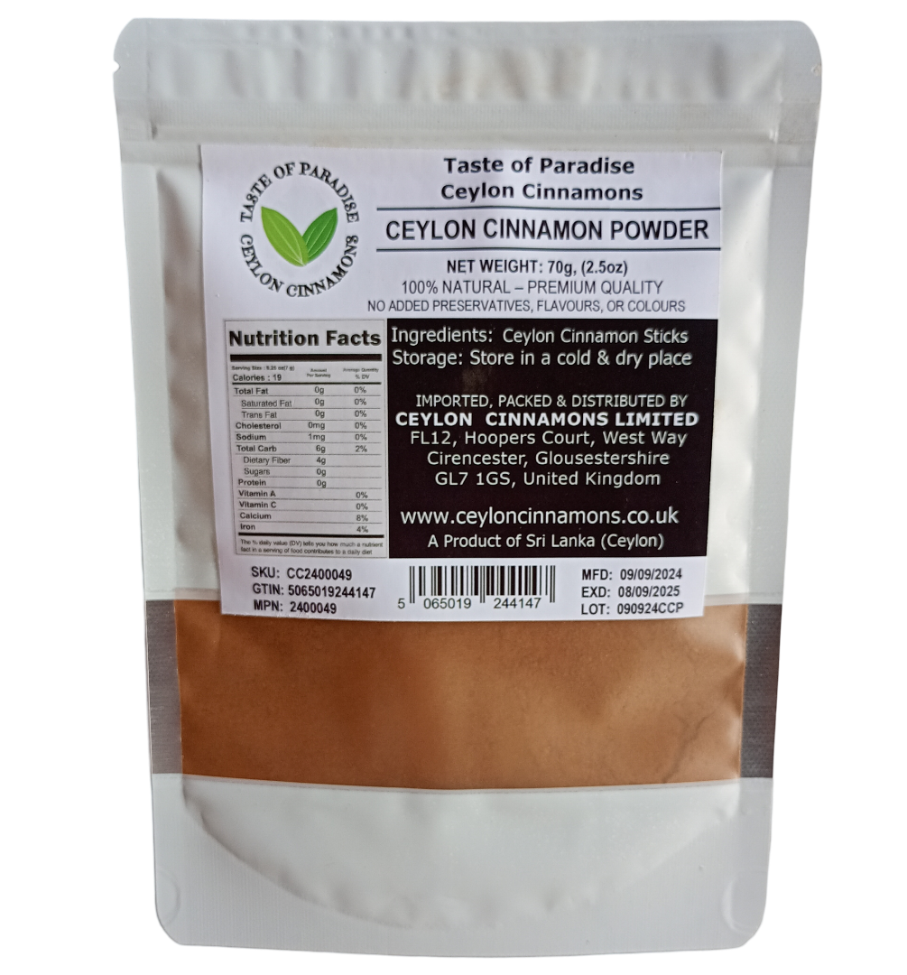 Ceylon Cinnamon Powder 70g (2.5oz) - 100% Natural, Premium Grade, UK Seller