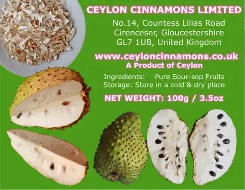 Soursop Fruit Slices, 100g, Dehydrated 100% Pure & Natural, Grade A Healthy Tasty Fruit Powder