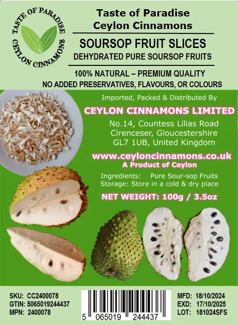 Soursop Fruit Slices, 100g, Dehydrated 100% Pure & Natural, Grade A Healthy Tasty Fruit Powder