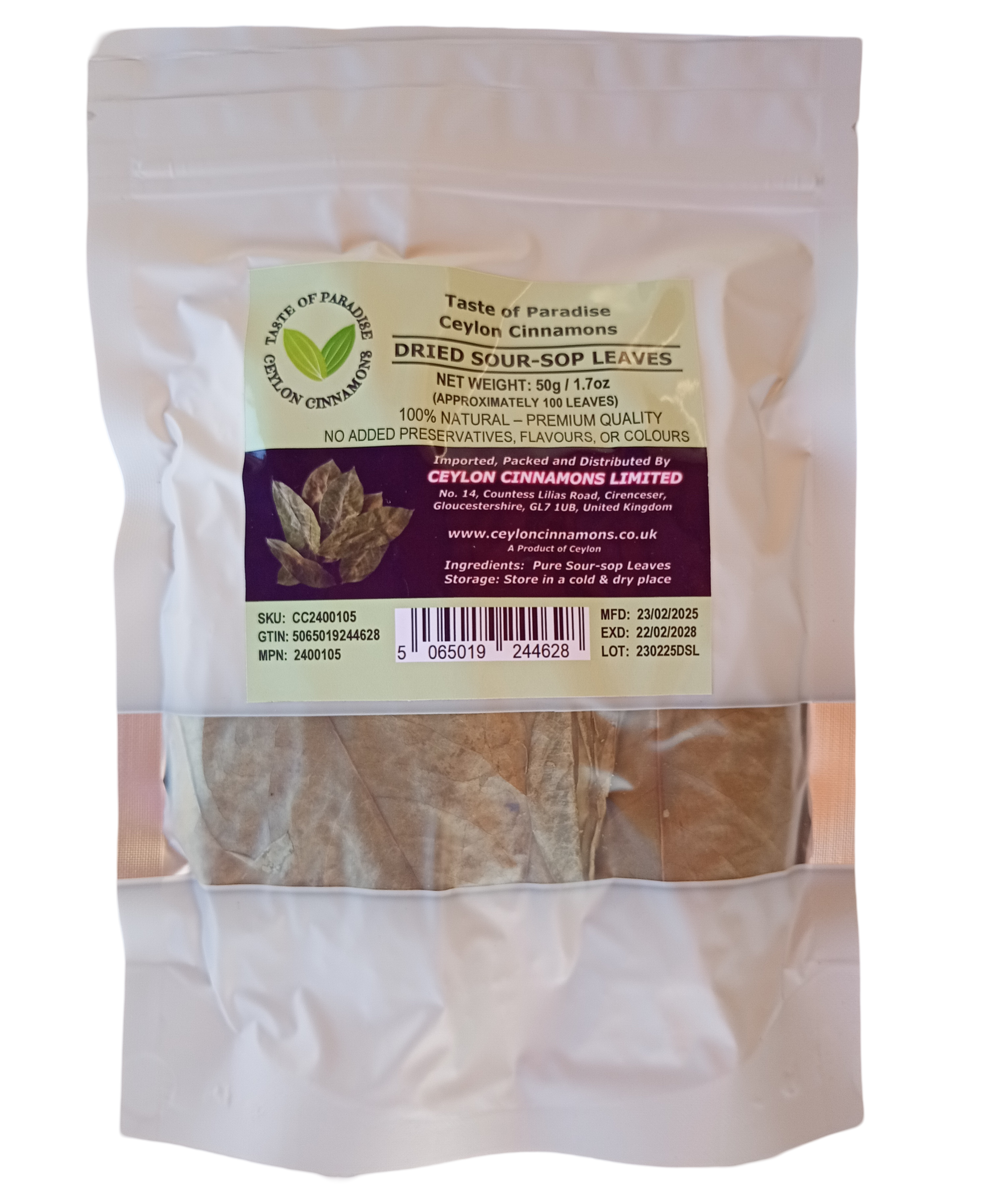 Soursop Leaves, 50g,  Approximately Dried 100 Leaves, Boost Immune System, Promotes Healthy Skin, Premium Grade