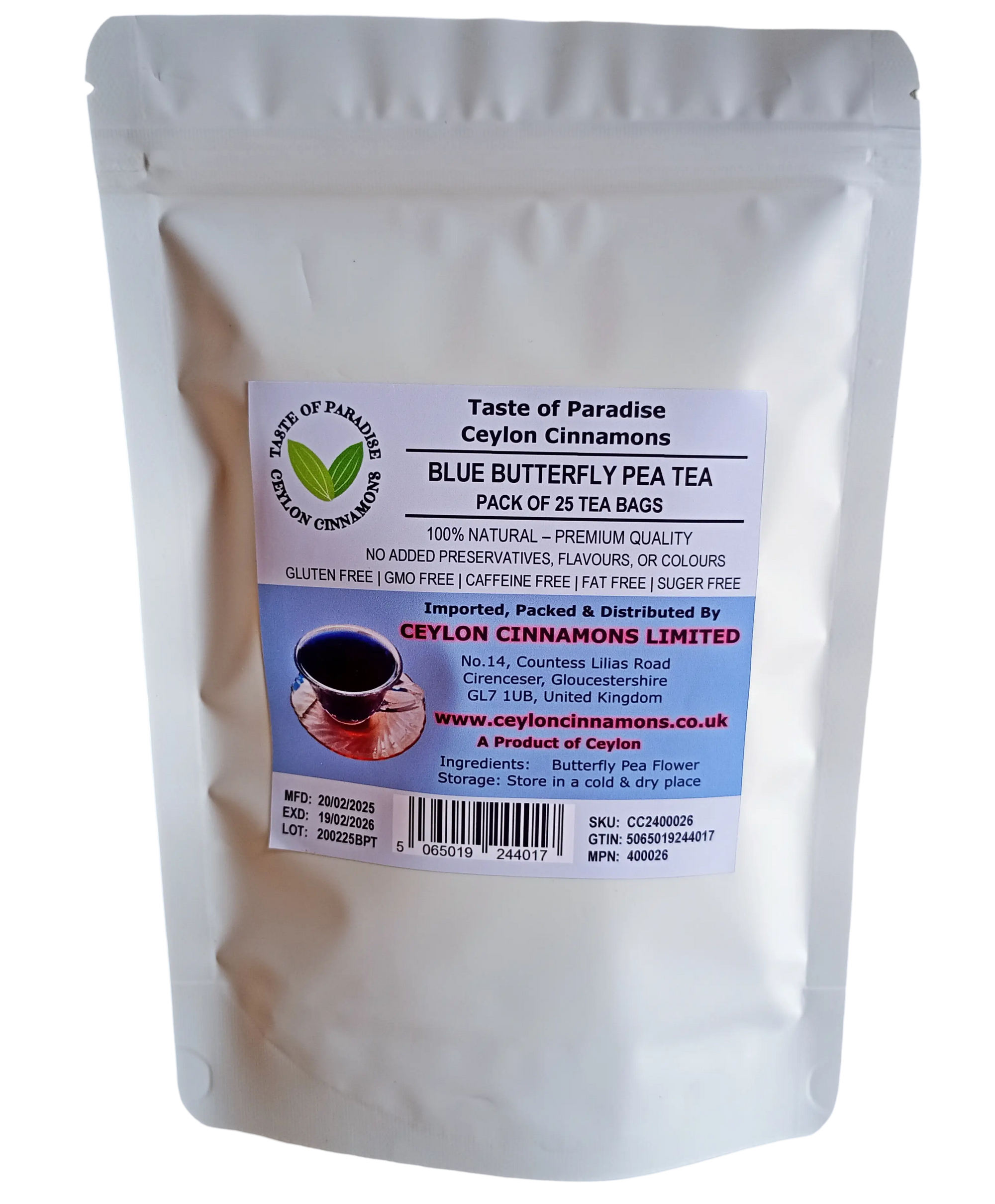 Blue Butterfly Pea Flower Tea, Herbal Tea, 25 Tea Bags, 100% Natural, Primum Quality, UK Seller