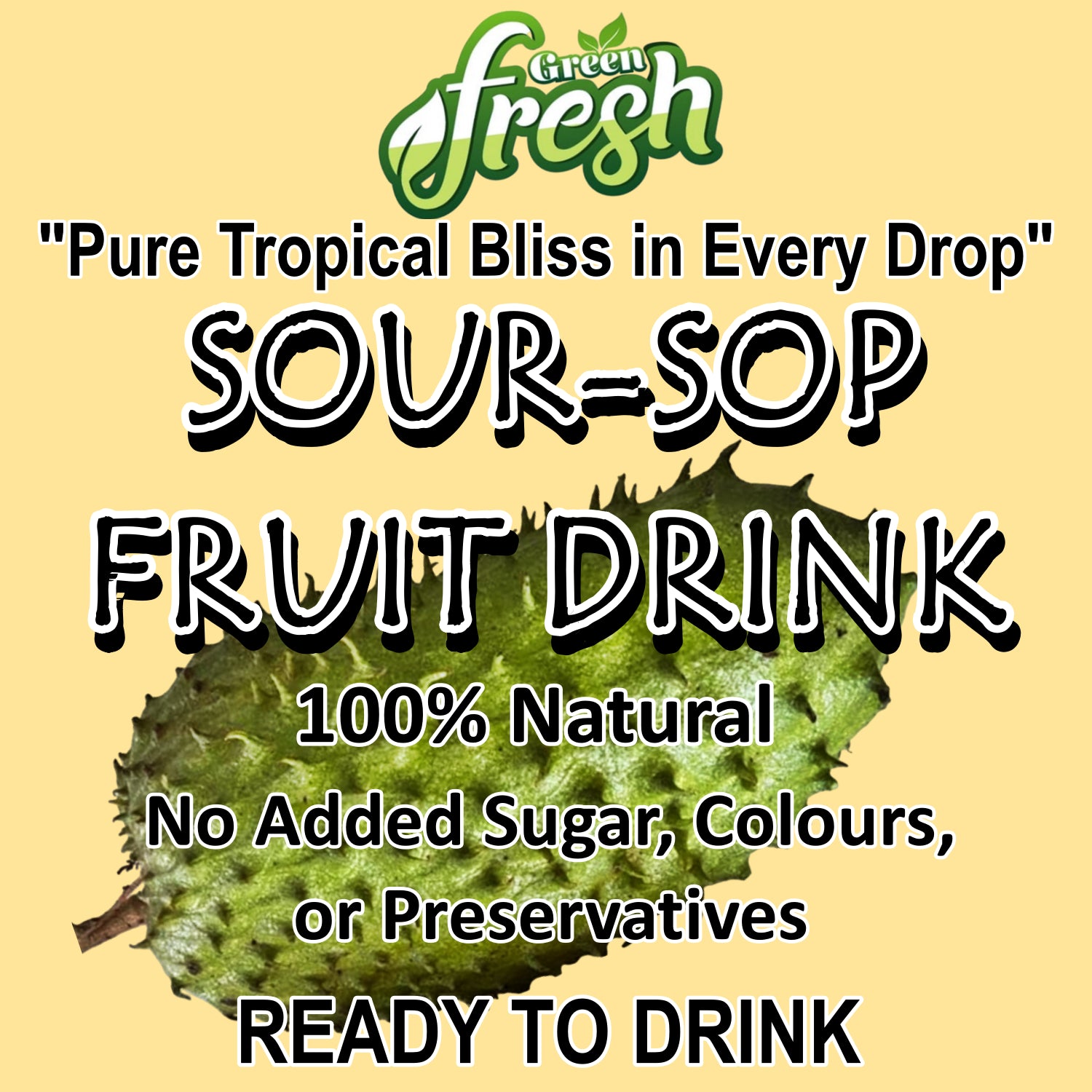 SourSop Fruit Drink, Pure Herbal Infusion, (2x200ml) Pack of 2 Glass Bottles, 100% Natural, Guanabana