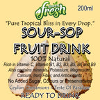 SourSop Fruit Drink, Pure Herbal Infusion, (2x200ml) Pack of 2 Glass Bottles, 100% Natural, Guanabana