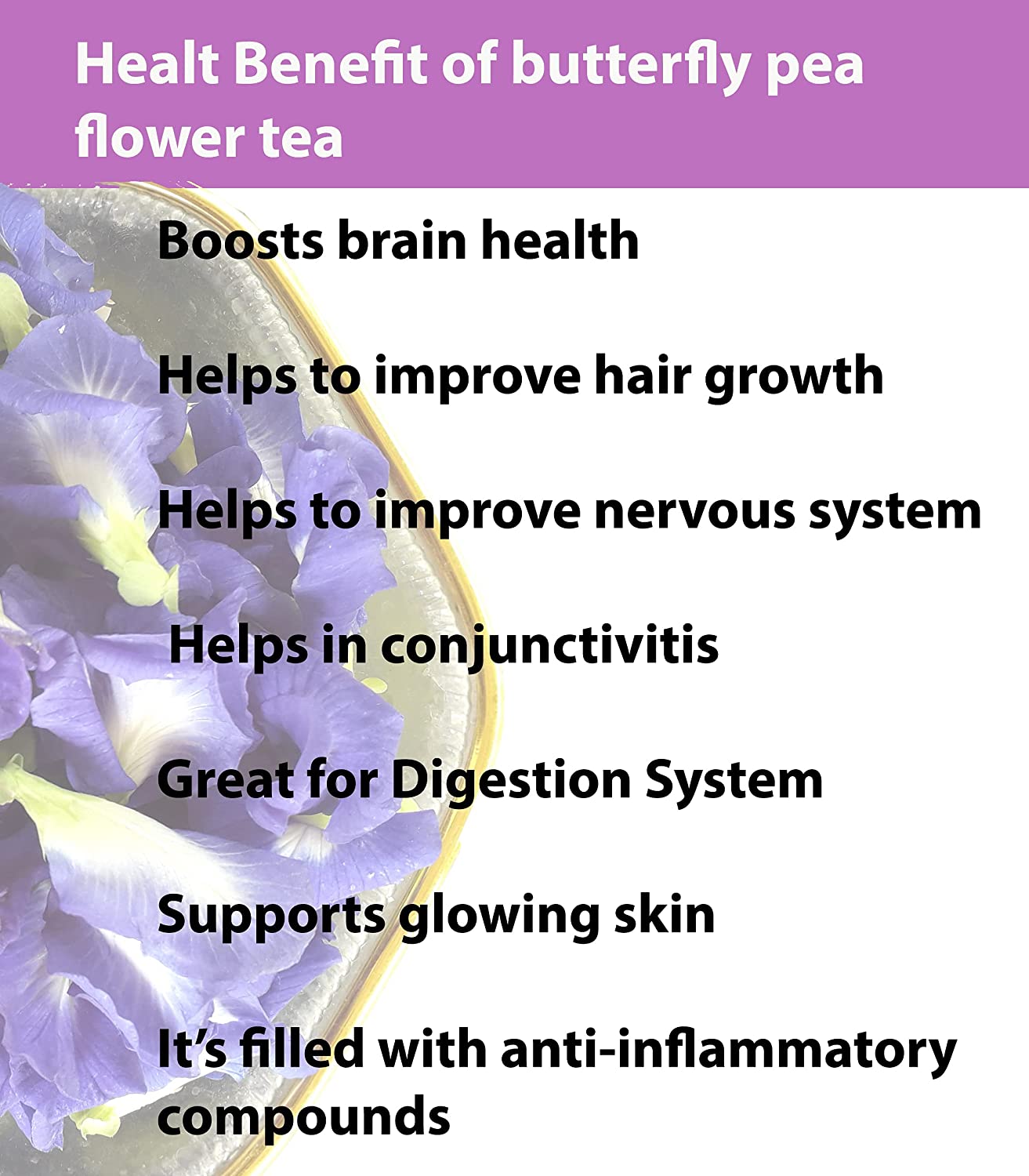 Blue Butterfly Pea Flower Powder 50g, Natural Food Colour