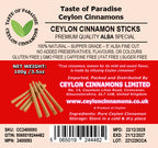 Alba Supper Grade Ceylon Cinnamon Sticks - 5" fine cut, 100g (3.5oz) - True Cinnamon,  100% Natural, Pure Cinnamon, Premium Grade
