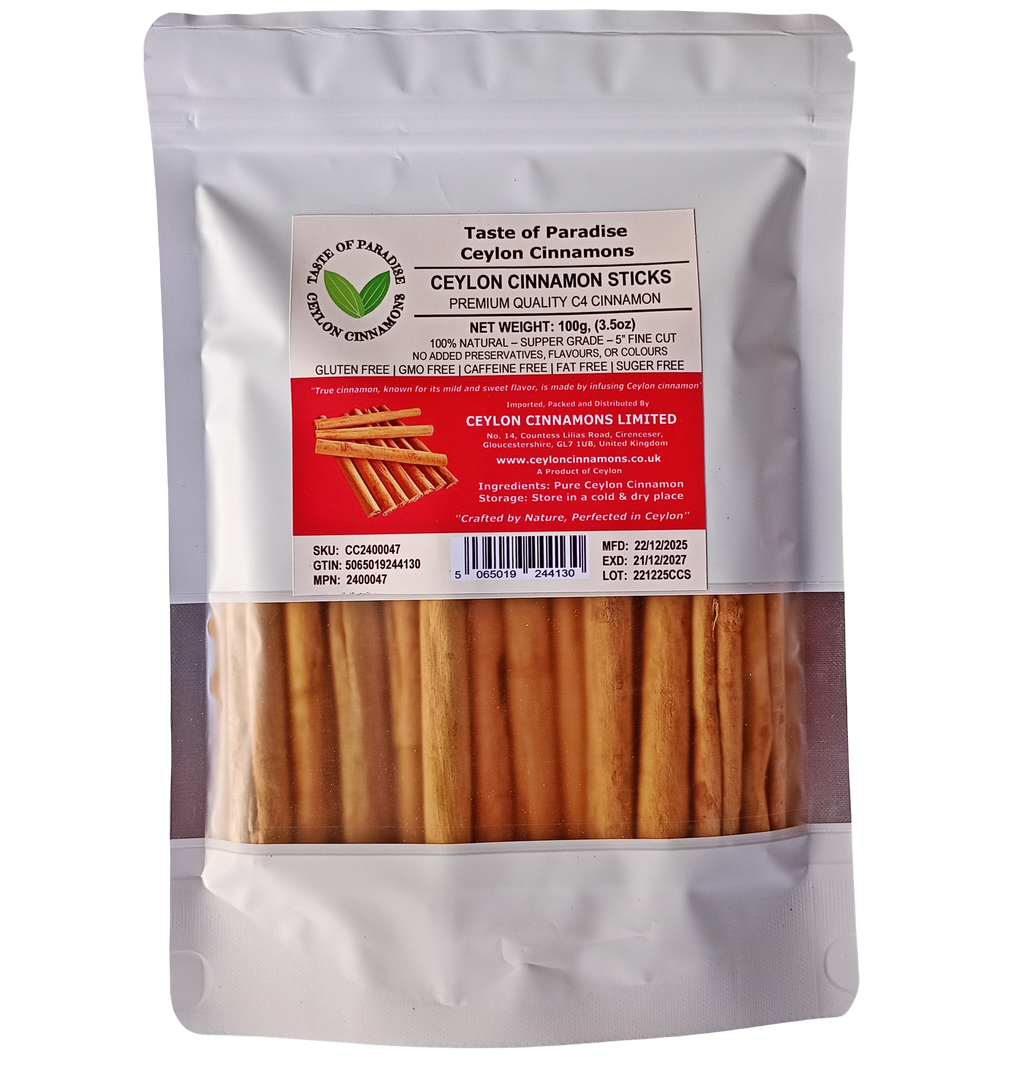 Ceylon Cinnamon Sticks - C4 Fine Cut - 100g (3.5oz) - Premium Special Grade - Pure/True Cinnamon - 100% Natural