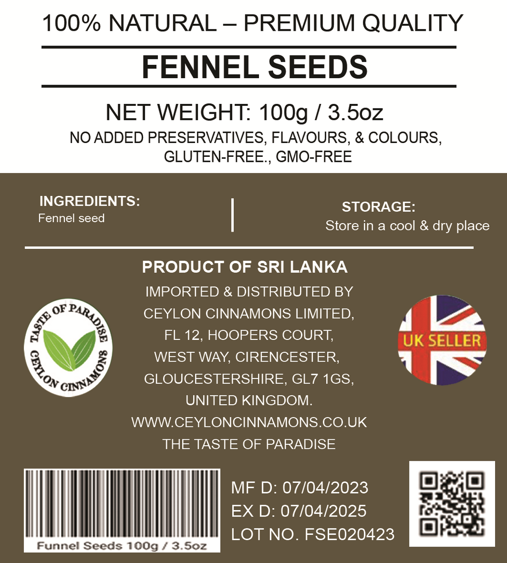 Fennel Seeds Whole, 100g, Dried Green Unroasted, Premium Quality, UK Seller, Free Shipping