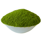 Dried Moringa Leaves Powder in a white bowl, 100g, natural superfood, rich in nutrients.