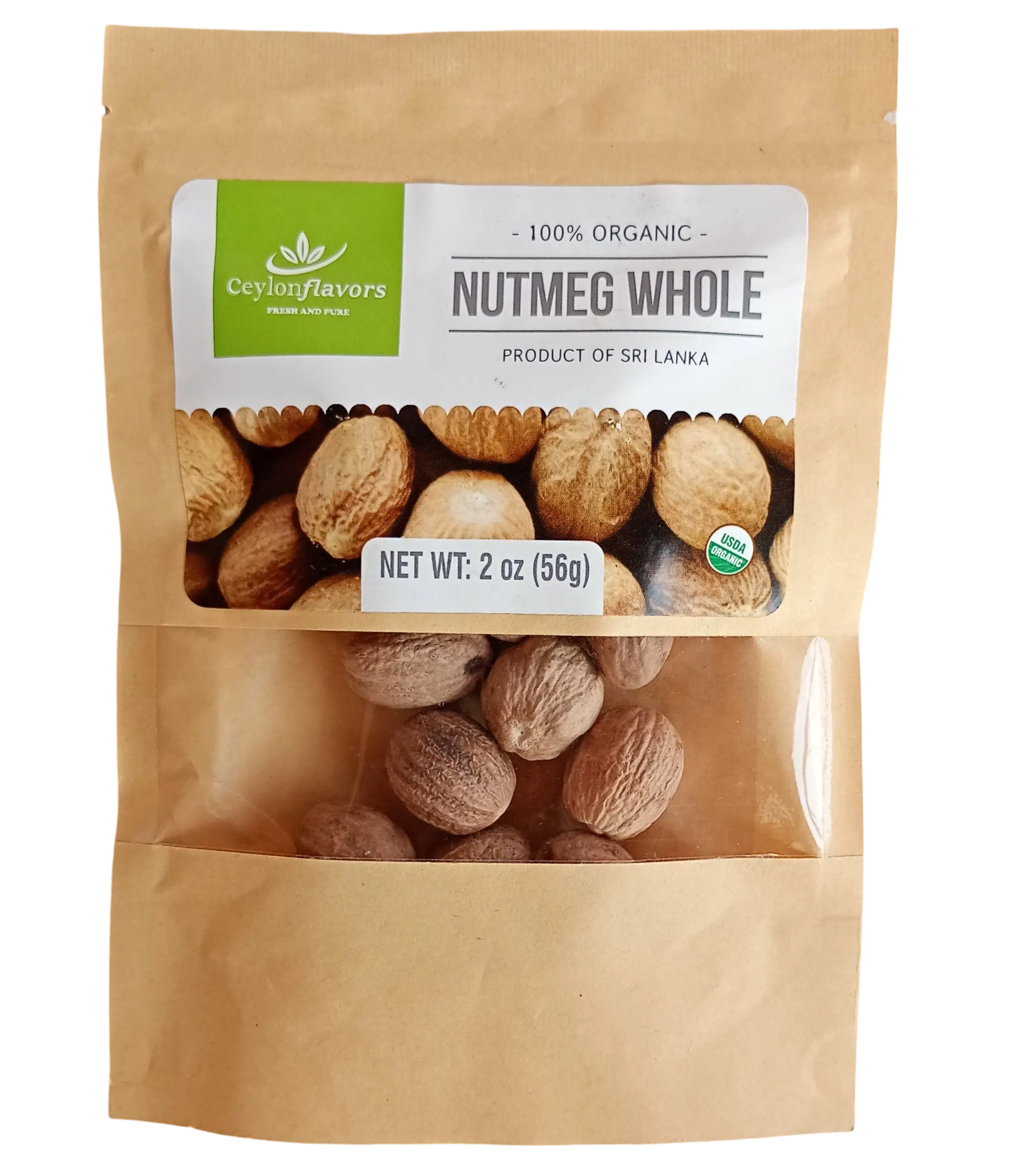 Nutmeg Whole Seeds 56g (2oz), USDA Certified 100% Organic, Premium Grade, UK Seller