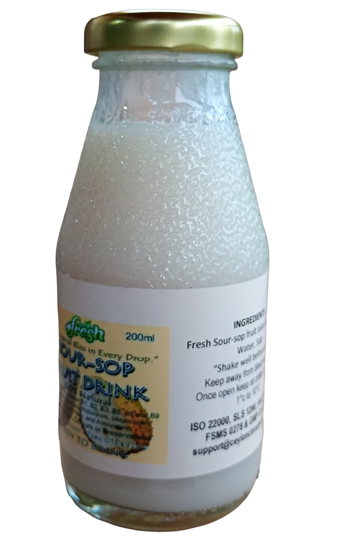 SourSop Fruit Drink, Pure Herbal Infusion, (2x200ml) Pack of 2 Glass Bottles, 100% Natural, Guanabana