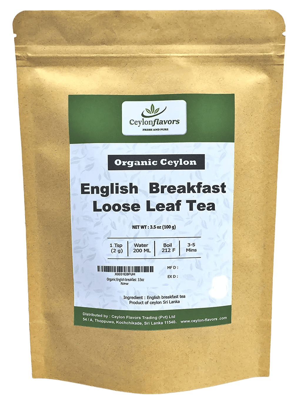 Organic English Breakfast Black Tea (Loose Leaf Tea) 100g (3.5 oz) Premium quality, Pure Ceylon Tea Beverages & Tobacco > Food Items > Seasonings & Spices by Ceylon Cinnamons Available at www.ceylon cinnamons.co.uk